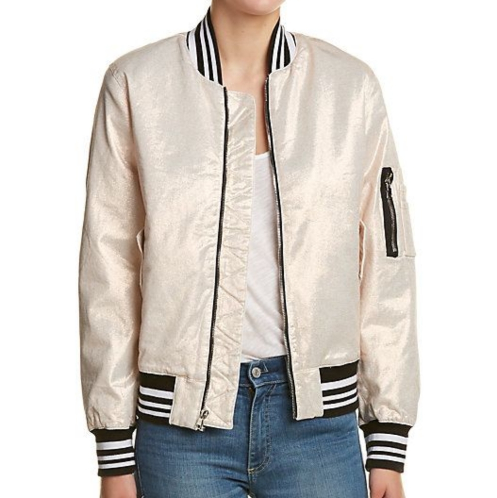 Gene Metallic Puffy Bomber Jacket